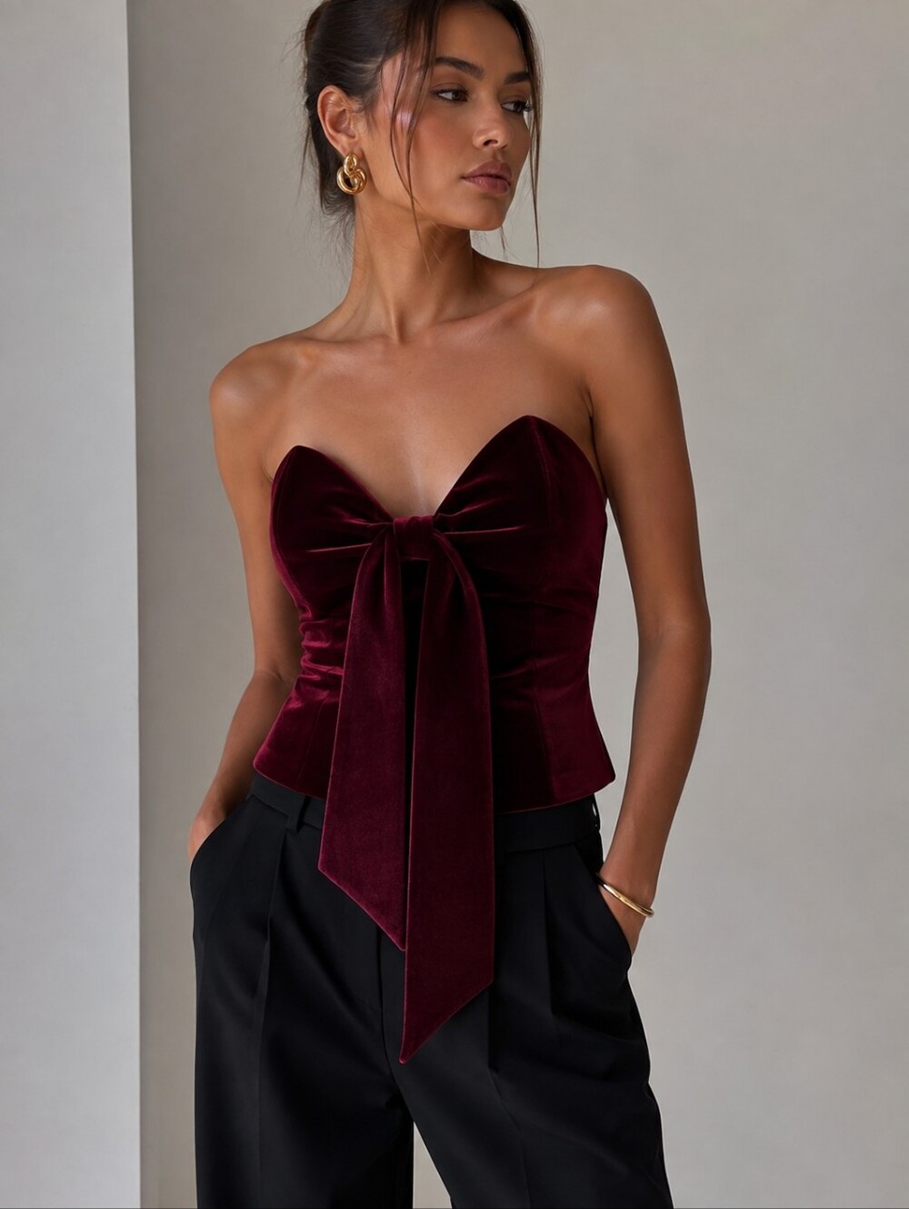 Zara Velvet BOW TOP